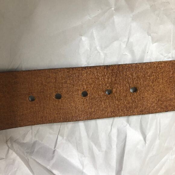 Leather Belt Brown Engraved Floral Vine Wide Italian Leather Medium main image 6